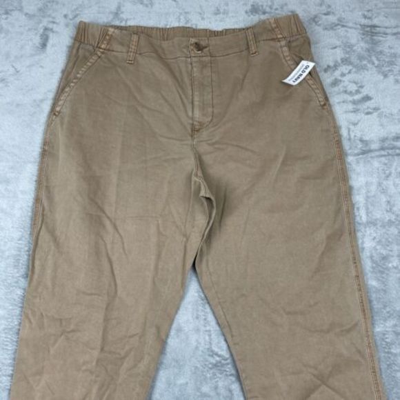 Old Navy Women's Trousers Adjustable Waist, Cuffed Leg Pant Size Brown NWT - Picture 3 of 8